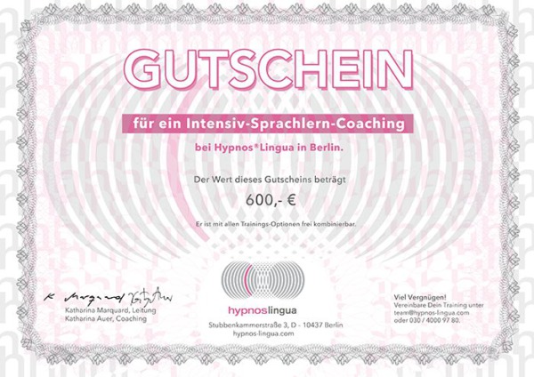 Gutschein Sprachlern-Coaching HypnosLingua
